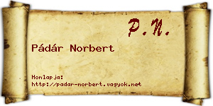 Pádár Norbert névjegykártya